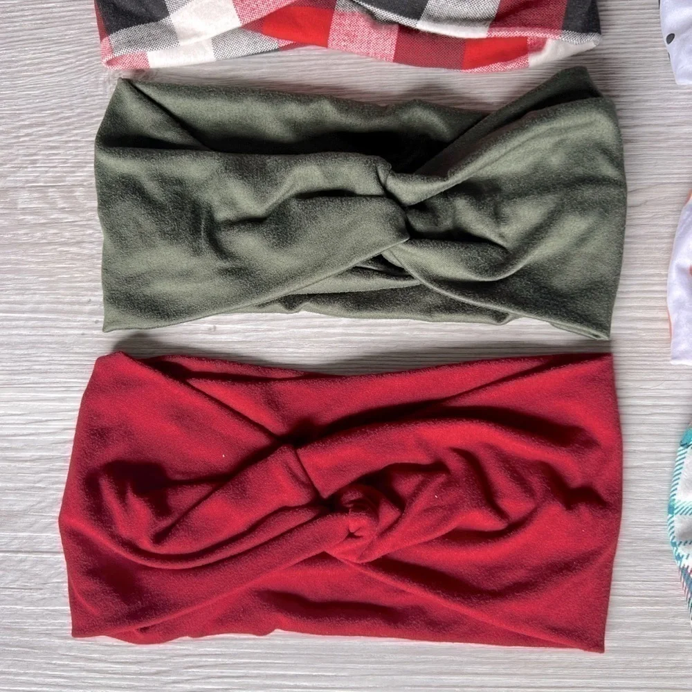 HOLIDAY headbands 8 prints and solids EUC